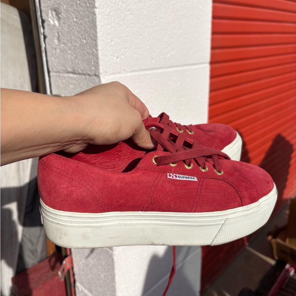 Superga Bold Red Platform Shoes